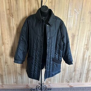 Black Vintage Spencer Douglas Quilted Puffer Jacket with Pockets Taiwan r.o.c.